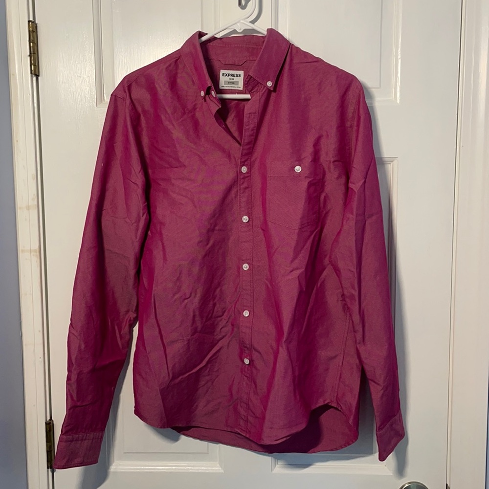 Express Men's Long Sleeve Fitted Dress Shirt